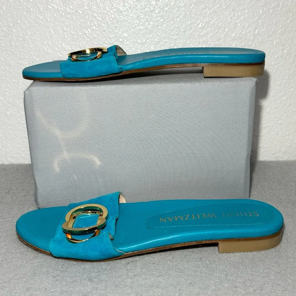 Stuart Weitzman Caicos‎ Suede Slide Sandals